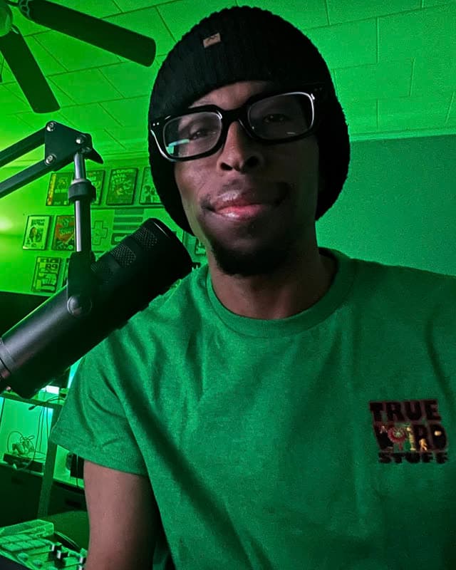 Doc at the microphone in the studio